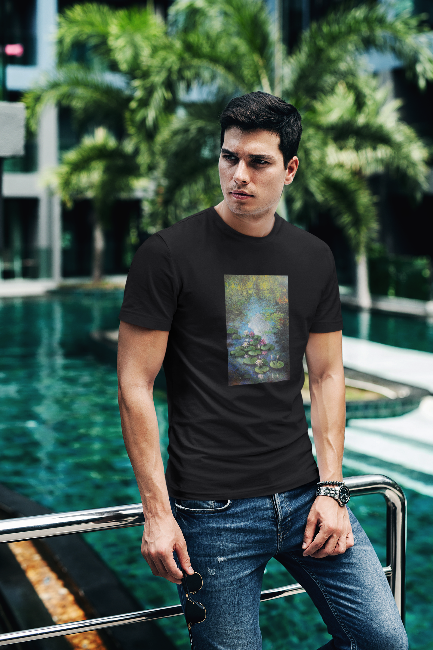 Reflection Black T shirt Male